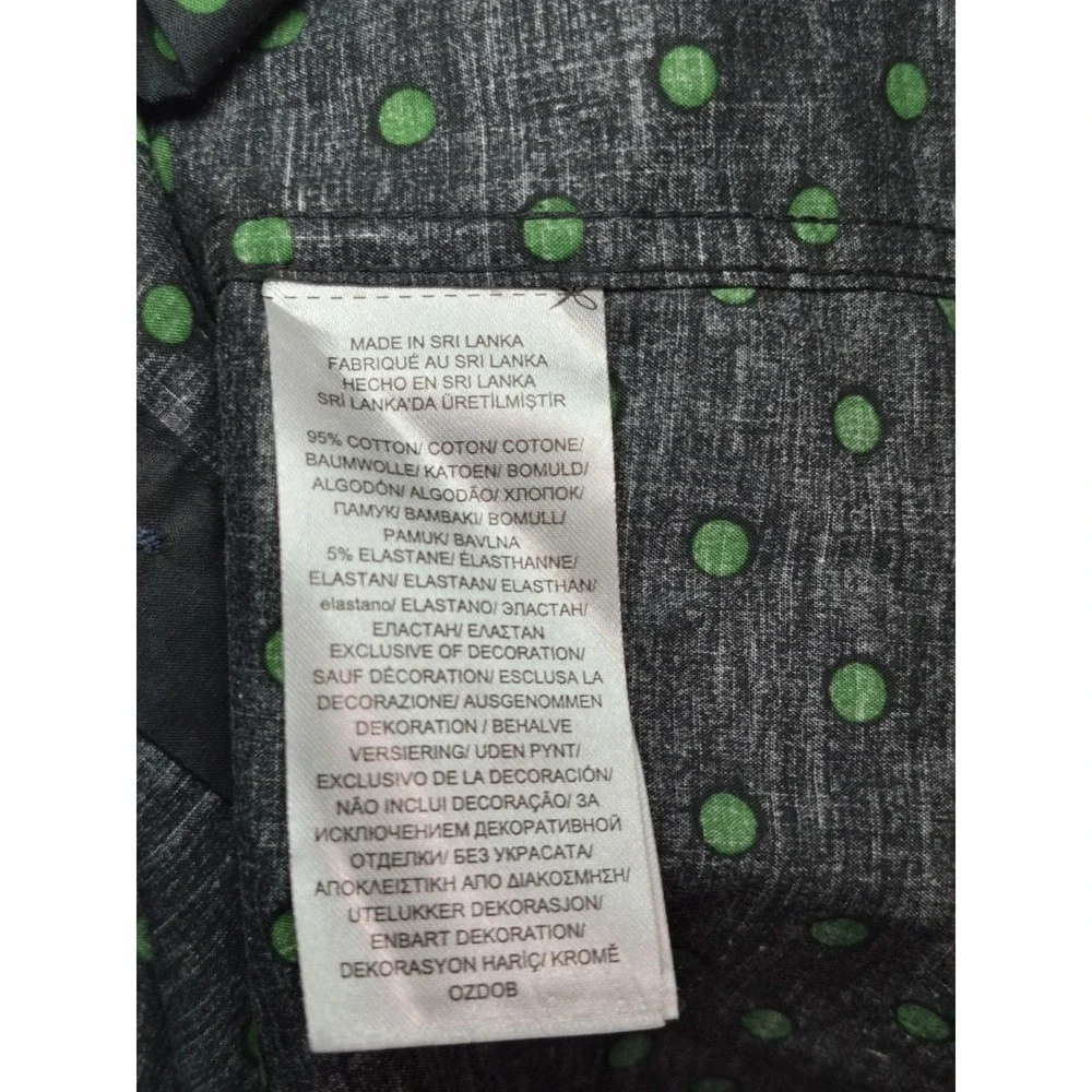 Lauren Ralph Lauren‎ Stretch Non-Iron Green Polka Dot Button Down Shirt Sz M